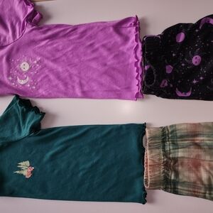 Purple and Teal Pajama Set with Moon and Star Design